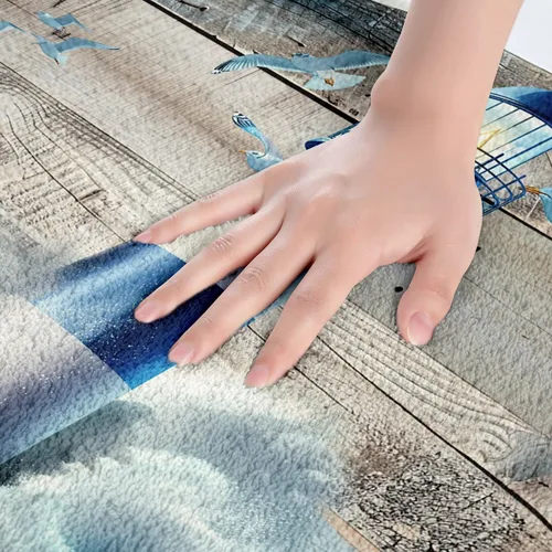 Miniatura 4 de Erosebridal Lighthouse - Juego de alfombras de baño, alfombra de baño náutica con olas del océano y mar, alfombra de baño verde azulado marino