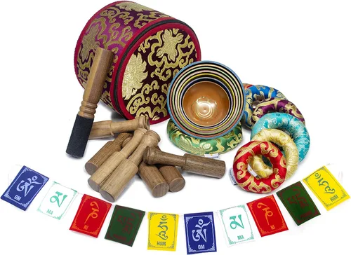 Miniatura 3 de ESK Juego de 7 cuencos tibetanos curativos de chakras para meditación, cuencos cantores del Himalaya, ESK 11