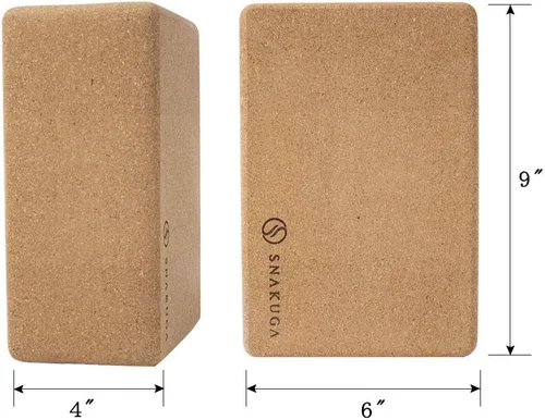 Miniatura 3 de SNAKUGA Bloque de corcho para yoga, paquete de 2 unidades para pilates, bloques antideslizantes y de alta densidad de 4 o 3 pulgadas