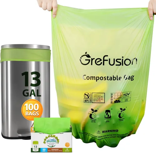 Miniatura 10 de Bolsas compostables, bolsas de basura de más de 13 galones de alto, bolsas de basura compostables para césped y hojas para patio, compatible