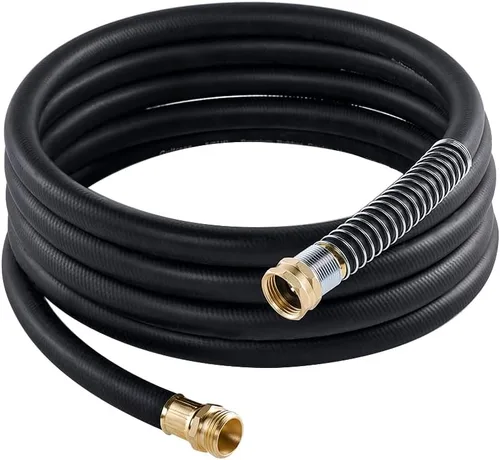 Guitrees Leader Manguera de jardín de 15 pies x 5/8 pulgadas, manguera de agua corta resistente, accesorios macho a hembra, trenzado de cinco capas