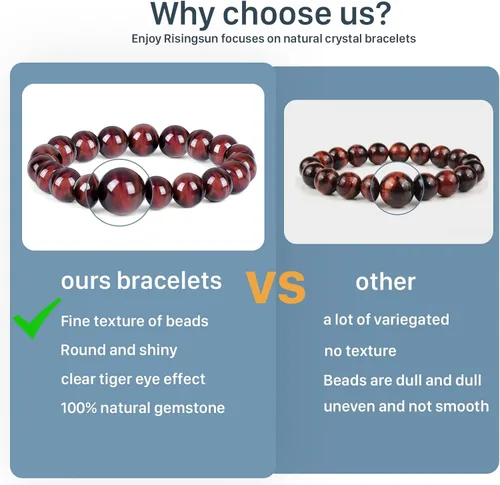 Miniatura 6 de Enjoy Risingsun Tiger Eye Bracelet men women,anti-anxiety, courage and determination bracelet & Red Bead Triple Protection Bracelet Jewelry Genuine
