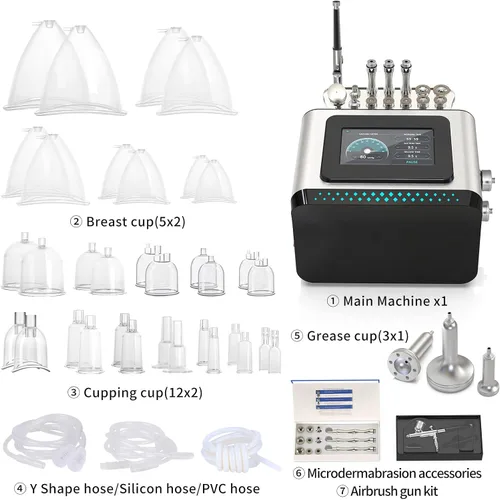 Miniatura 8 de MYSWEETY Máquina de terapia al vacío, juegos de terapia de ventosas 3 en 1, máquina profesional para el cuidado de la piel facial con pistola