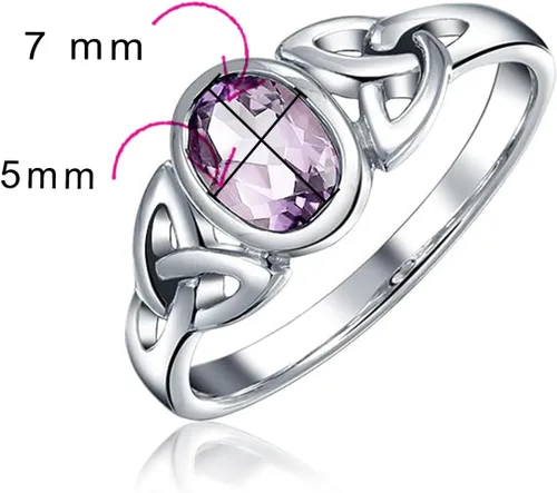 Miniatura 4 de Bling Jewelry Anillo triquetra personalizable con piedra de luna ovalada, amatista, topacio azul, BFF, hermandad de mujeres, hermanas, amistad, nudo