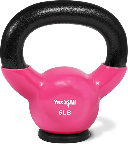 Yes4All Juego de pesas rusas con base de goma, pesas rusas para mujer, pesas rusas de entrenamiento de fuerza (10-65 libras)