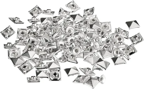 uxcell Juego de 60 remaches de punta para ropa, 0.315 in, remaches rápidos de pirámide, clavos cuadrados punk, de cobre, para decoraciones de Tono