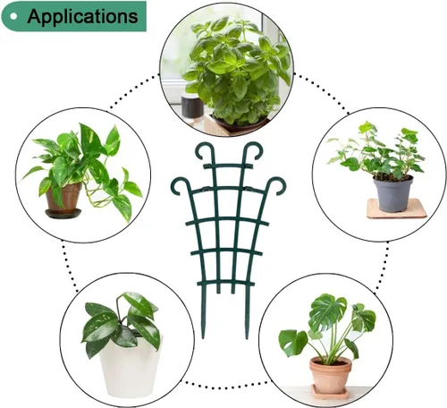 Miniatura 6 de UWIOFF Enrejado pequeño para interiores, 6 piezas de enrejado para plantas trepadoras, enrejado para plantas en maceta, maceta de plástico apilable