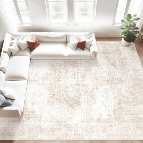 Miniatura 20 de Alfombra de área 9x12 pulgadas: grandes alfombras vintage lavables para sala de estar, alfombra retro con medallón, envejecida, suave, de pelo bajo