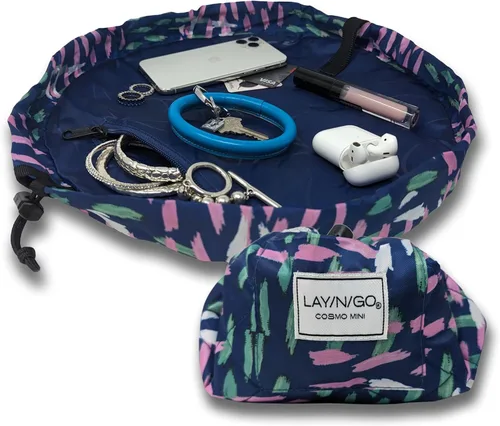 Miniatura 10 de Lay-n-Go Cosmo Layflat - Organizador de cosméticos y maquillaje con cordón y bolsillo con cremallera, bucles para cepillos y más, se ajusta
