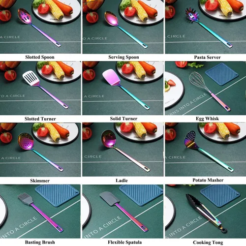Miniatura 6 de HOMQUEN - Juego de utensilios de cocina de 13 piezas, (colorido)