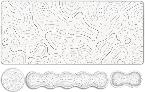 Alfombrilla de mouse para juegos con soporte para muñeca de teclado, 4 en 1, alfombrilla de mouse con reposabrazos para teclado, alfombrilla de