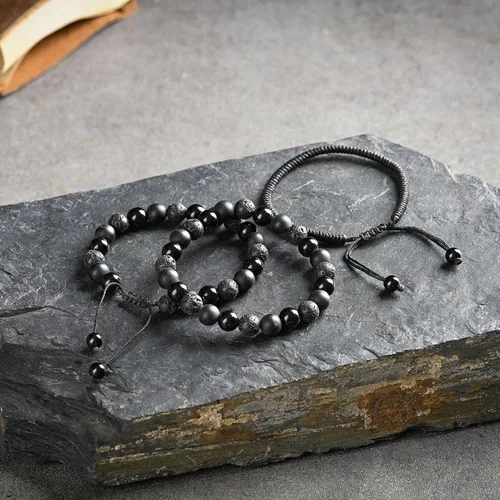 Miniatura 23 de SAMXY Triple Protection Bracelet, 8mm Healing Crystal Bead Bracelet, 3pcs Blue Red Tiger's Eye Obsidian Hematite Bracelet Women Men