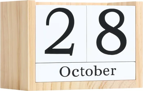 Miniatura 13 de Calendario de Bloques de Madera para Escritorio, Calendario Perpetuo de Escritorio de Tamaño Pequeño, Lindo Juego de Bloques de Fecha para Rosa