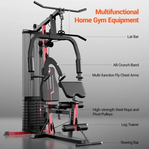 Miniatura 4 de Sistema de gimnasio en casa con pila de peso de 160 libras, estación de entrenamiento multifuncional todo en uno, sistema de entrenamiento de fuerza