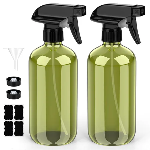 Miniatura 14 de Bontip - Botella de vidrio con atomizador, juego de botellas de vidrio con atomizador y accesorios para limpiadores de ventanas no tóxicos, Ámbar