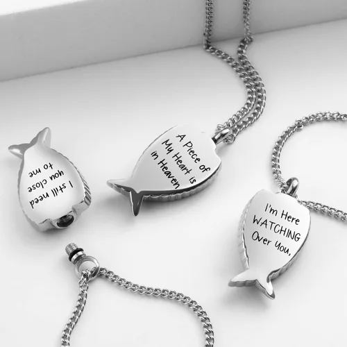 Miniatura 2 de Paquete de 3 collares de urna para cenizas, joyería de cremación conmemorativa para cenizas, alas de ángel plateadas y negras para cenizas, urna