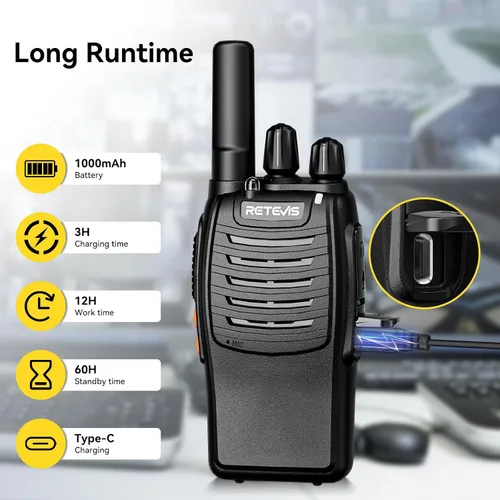 Miniatura 9 de Retevis H-777 Walkie Talkies para adultos, radio de 2 vías de largo alcance con auriculares, cargador de múltiples bandas de 10 vías, radios