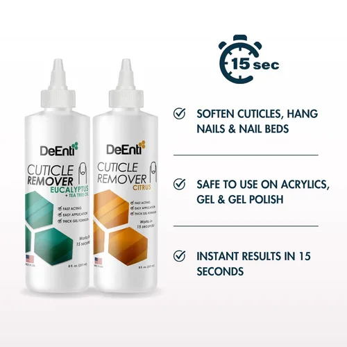 Miniatura 2 de DeEnti Gel removedor de cutículas instantáneo, eucalipto, botella de 8 onzas, suavizante profesional de cutículas, suministros de manicura