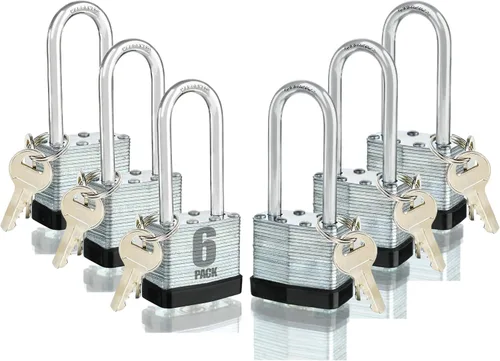 Miniatura 9 de Paquete de 4 candados de alta seguridad con las mismas llaves de 2.6 x 1.7 pulgadas, candado resistente con cerraduras de llave con las mismas