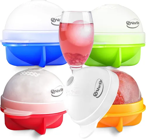 Miniatura 7 de Moldes para cubitos de hielo Bourbon – Juego de moldes redondos para cubitos de hielo de 4 a 2.5 pulgadas – Sellado apretado, a prueba de fugas