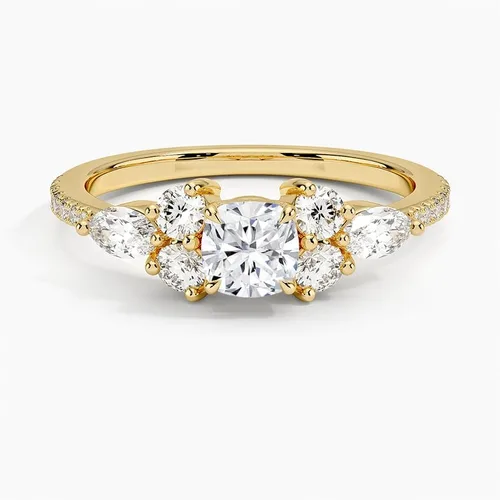 Miniatura 4 de Anillo de compromiso de diamante creado en laboratorio de 1.06 quilates con diseño de cojín blanco de 1.06 quilates con diamantes de laboratorio