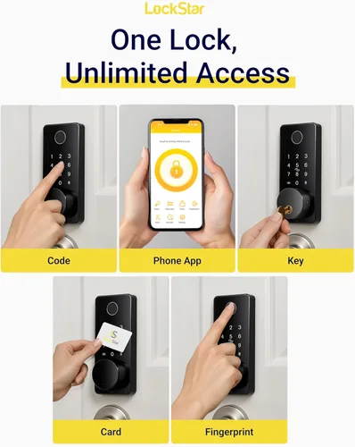 Miniatura 9 de LOCKSTAR® Cerradura inteligente para puerta • Cerradura de puerta sin llave con cerrojo • Múltiples métodos de entrada – APP • Identificación por