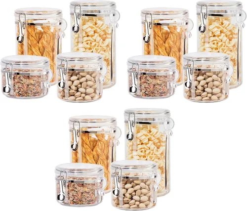 Miniatura 9 de Oggi - Juego de 4 recipientes transparentes con tapas de cierre y cucharas - Recipientes herméticos para almacenamiento de alimentos, ideales