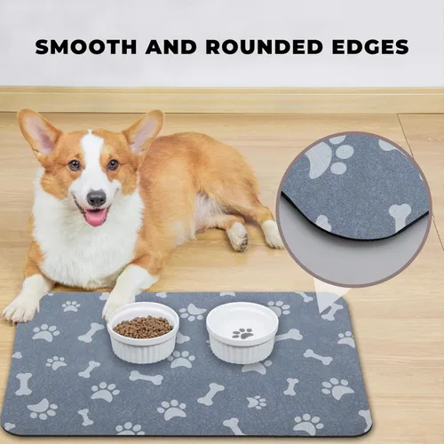 Miniatura 5 de YCT Tapete de comida para gatos – Tapetes de alimentación para perros – Alfombras absorbentes antideslizantes para gatos, 16.9 x 24 pulgadas