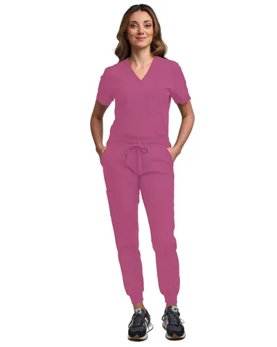 Miniatura 68 de Green Town Conjunto de ropa quirúrgica para mujer, pantalón deportivo y parte superior con cuello en V, 5 bolsillos, cintura de yoga, uniforme
