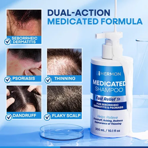 Miniatura 4 de Champú medicado para la dermatitis seborreica del cuero cabelludo y la psoriasis: Fórmula a base de plantas alivia la picazón, reduce las escamas