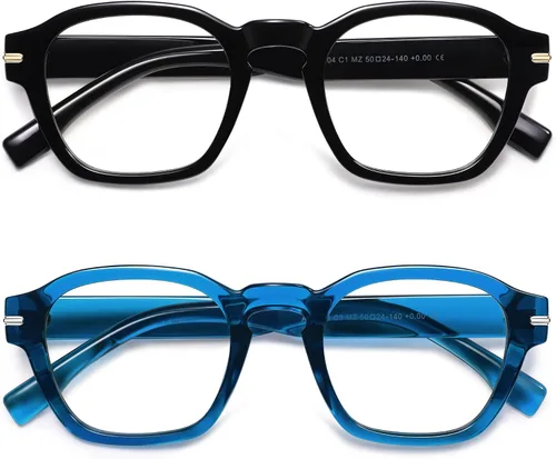Miniatura 7 de AMOMOMA Paquete de 2 lentes de lectura cuadrados retro para mujeres y hombres, marco de lectura de computadora con luz azul AM6204