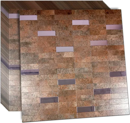 Miniatura 7 de XUANINY Azulejos de Mosaico de Aluminio Autoadhesivos para Despegar y Pegar, Pegatinas de Azulejos de Pared para Salpicadero de Cocina
