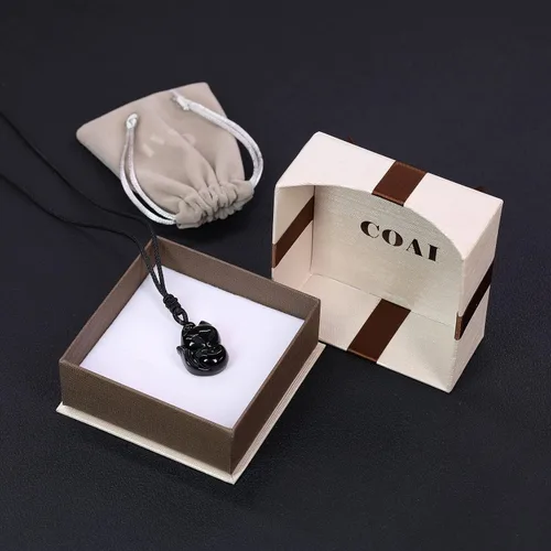 Miniatura 7 de COAI Collar con colgante de zorro de piedra para hombre y mujer, Piedra, Jaspe