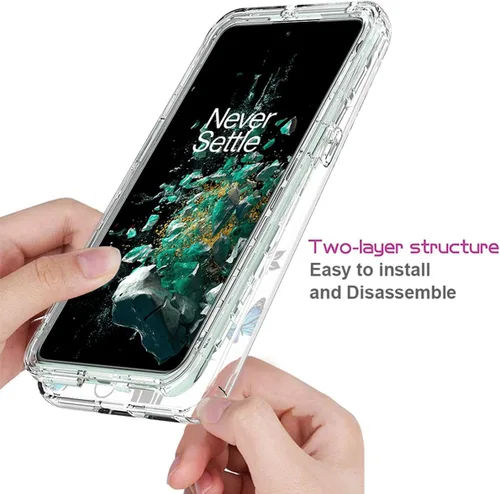 Miniatura 4 de Funda para OnePlus 10T/OnePlus Ace Pro CPH2415 con protector de pantalla de vidrio templado, cuerpo completo transparente con protección de diseño