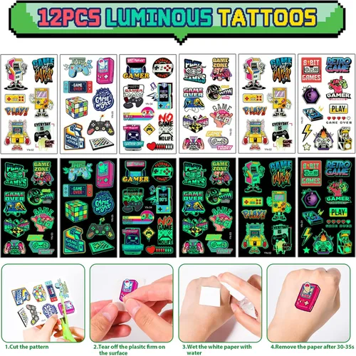 Miniatura 5 de Winrayk 12 juegos de regalos de fiesta de videojuegos, suministros de cumpleaños para jugadores, bolsa con cordón para juegos, pulsera de silicona
