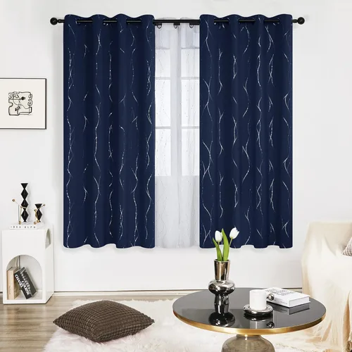Miniatura 2 de Deconovo Cortinas blackout para dormitorio, 72 pulgadas de largo, para ventana, con ojales, oscurecimiento de habitación, líneas onduladas y puntos