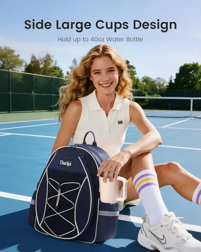 Miniatura 4 de Mochila de tenis Sucipi, mochila de tenis acolchada con bandolera cruzada, bolsas para raquetas de tenis resistentes al agua para mujeres y hombres