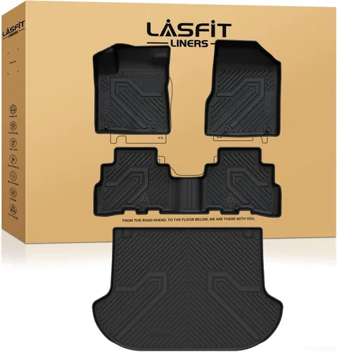 Miniatura 24 de LASFIT Alfombrillas de Piso Compatibles con Nissan Armada 2017-2018 / Infiniti QX56 2011-2013 / Infiniti QX80 2014-2018, TPE Para Todo Clima Ajuste