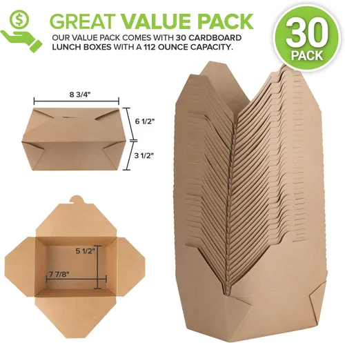 Miniatura 3 de Cajas para llevar para microondas de 112 onzas (paquete de 30) contenedores desechables para alimentos – Fiambrera de cartón reciclable