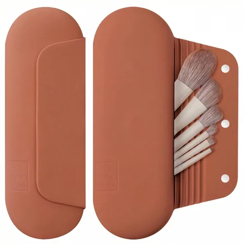 Miniatura 9 de AGIKET Soporte de silicona para brochas de maquillaje, bolsa de cosméticos de viaje: soporte suave y portátil para brochas cosméticas faciales