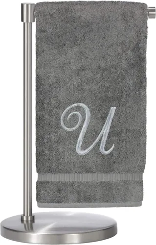 Miniatura 154 de Script R - Toalla de baño con monograma, regalo personalizado, 27 x 54 pulgadas, juego de 1 toalla bordada con texto dorado, 100% algodón turco