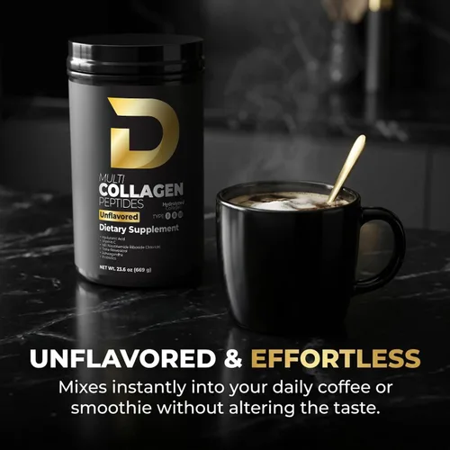 Miniatura 5 de D Collagen Store - Polvo de péptidos de colágeno múltiple formulado por médicos para la piel, el cabello, las uñas y el soporte intestinal, sin
