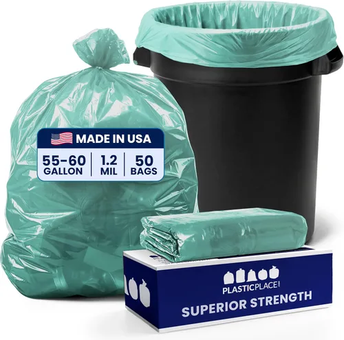Miniatura 9 de Plasticplace Bolsas de basura compostables de 12-16 galones │ 1 mil │ Revestimientos para botes de basura con tinte verde │ 24 pulgadas x 33