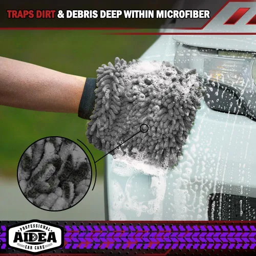 Miniatura 5 de AIDEA Manopla de Lavado de Coche de Microfibra-2PK, Sin Rayones y Sin Pelusas, Manopla de Lavado de Microfibra Chenille Premium-Azul Tamaño Regular