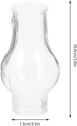 Miniatura 2 de Kisangel Lámpara de aceite de vidrio antiguo de repuesto para chimenea, lámpara de queroseno, pantalla de lámpara de vidrio transparente para base