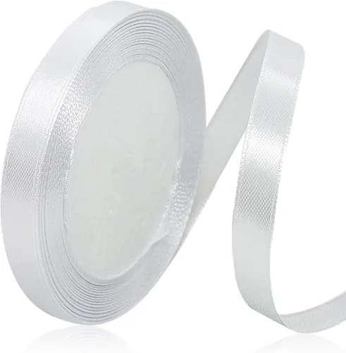Miniatura 100 de Cinta de satén beige de 1 pulgada x 25 yardas, cinta de tela de color sólido para envoltura de regalos, manualidades, fabricación de lazos