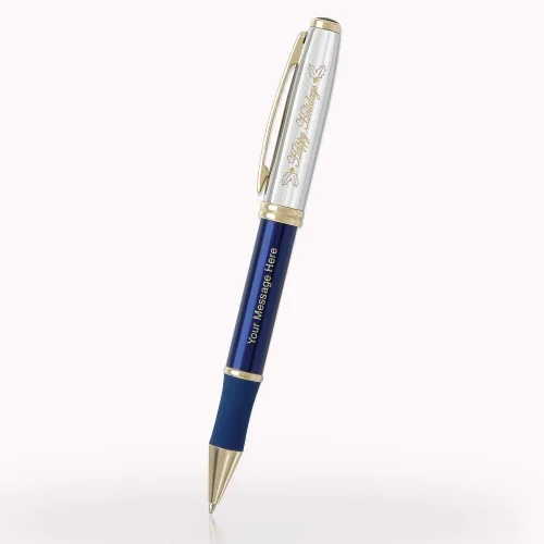 Miniatura 14 de 1 bolígrafo de metal ejecutivo grabado con láser personalizado en color negro clásico con detalles en tono dorado. Tinta negra.