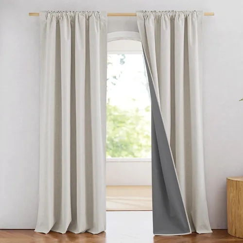 Miniatura 43 de NICETOWN Cortinas 100% opacas de 63 pulgadas de largo, 2 paneles de cortinas cortas con aislamiento térmico con forro para dormitorio, cortinas