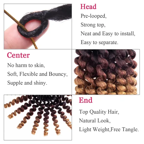 Miniatura 4 de Leeven Pelo corto de 8 pulgadas de Jamaica Bounce Wand Curl Crochet Hair Senegalese Twist sintético trenzado de pelo Ombre azul Jumpy Wand Curly