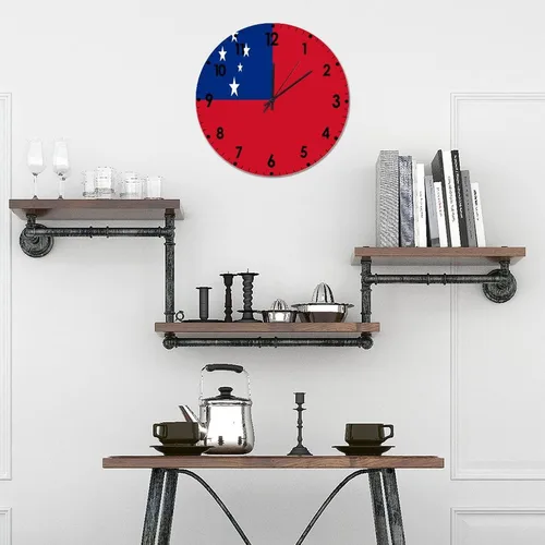 Miniatura 520 de Cheyan Reloj de pared con bandera de Canadá de 12 pulgadas, silencioso, sin tictac, de PVC, funciona con pilas, reloj redondo decorativo, regalo